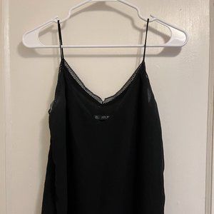 Zara Spaghetti Strap Black Camisole Tank, Size L